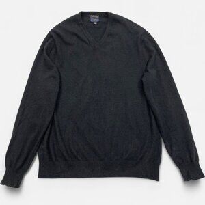 Club Room Cashmere Sweater Black Long Sleeve V-Neck Men's 2XL